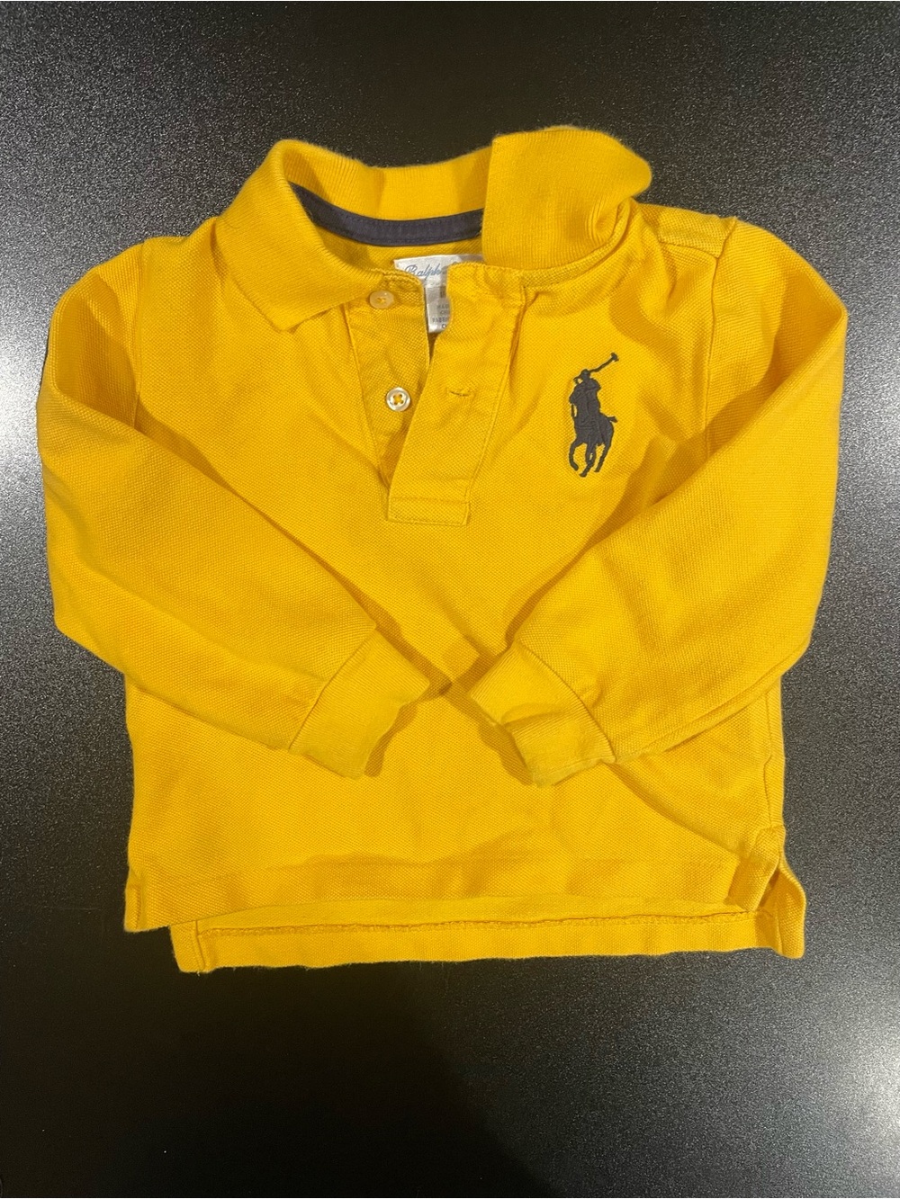 Ralph Lauren Kids Yellow Long-Sleeve Polo with Navy Pony. Fits 18 mo. 🐎 💛